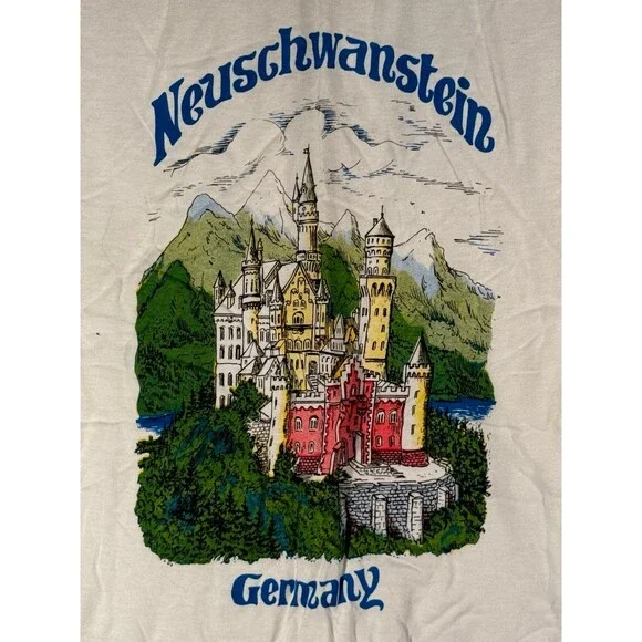 Vintage Neuschwanstein Castle Germany Boys Shirt Medium M - Picture 4 of 8